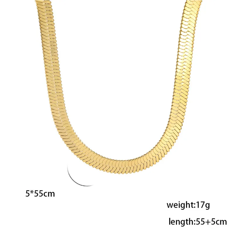 Wholesale Ion Plating (IP) 18K Gold Plated Chain Necklace 304 Stainless Steel IG Style Original Design Basic Waterproof Non Tarnish 304 Stainless Steel Lobster Trigger Clasp Closure Layered Necklaces Sweater Chain Long Necklace - Gold, 5mm Wide, 55 5cm Long