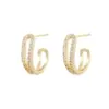 Wholesale Love Pattern Enamel Stud Earrings For Women, Copper Base With 14K Real Gold Electroplated And Zircon Inlay