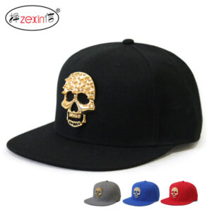 Wholesale hip hop flat brim hat skull rivet hip hop baseball cap men's bboy street dance hat trendy men's and Women's Flat Hat