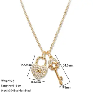 Crown Key Heart Diamond Lock