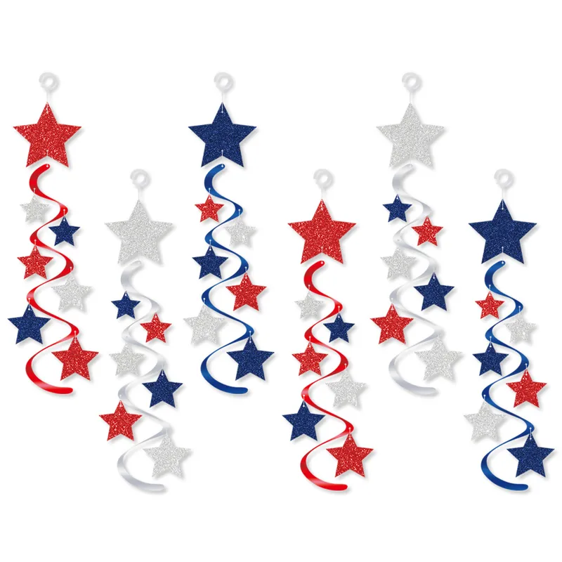 Wholesale 71 Decoration Spiral Lantern American Independence Day Arrangement Star Wind Chime Spiral Party Supplies