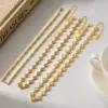 Wholesale Geometric Necklace For Women Featuring 304 Stainless Steel With 18K Real Gold PVD Coated Plating And Rhinestones On A Tennis Chain