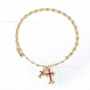 Gold pink diamond necklace