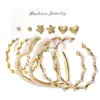 Wholesale Geometric Plating Alloy Pearl Hoop Earrings