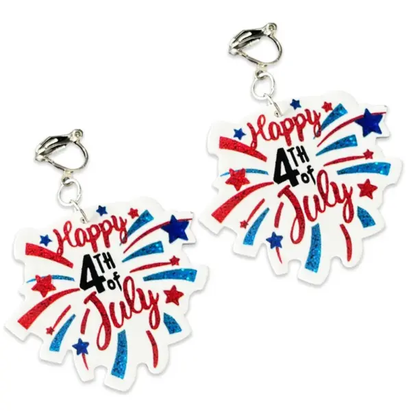 oly-4dc2e6ac86582920440c11679617572a Wholesale July 4th Ladies Children's No Piercing Ear Cuff Acrylic Firework Earrings Simple Geometric Pattern Jewelry Accessories