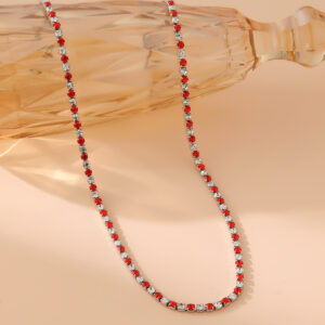 1:1 red 3mm silver necklace