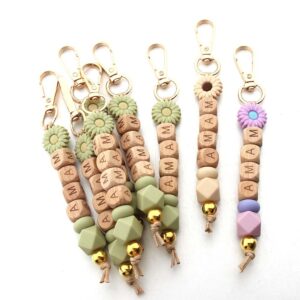 Wholesale 2025 Hot Sale Silicon Silicon Daisy Silicone Beads Keychain Letters MAMA Bag Sunflower Bag Pendant Jewelry