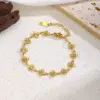Wholesale Three-dimensional Flowers Bracelet For Women, 304 Stainless Steel With 18K Real Gold PVD Coated Plating, 0.08µm Minimum Thickness