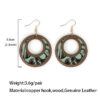 Wholesale Western leather earrings hollow texture inlaid earrings light fashion wood earrings manufacturers supply