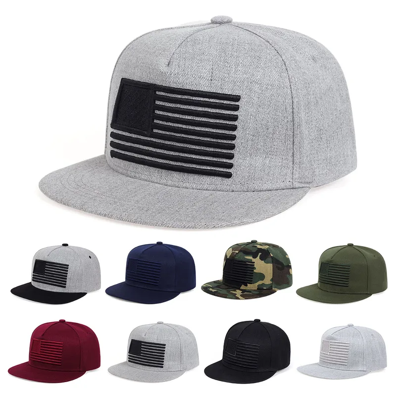 Wholesale American Flag Hip-Hop Hat For Women With Flat Brim, Outdoor Style Featuring Embroidery On Polyester Material