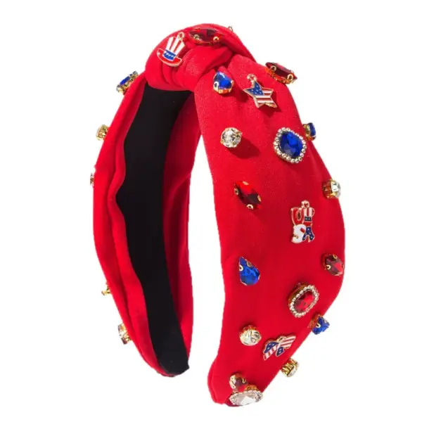 Wholesale Pentagram Jewelry Headband For Women In Cloth Material Featuring Rhinestones, Stylish Commute Hair Accessory For Independence Day