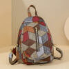 Wholesale Chest Bag Retro Soft Leather Stitching Contrast Color Single Shoulder Crossbody Bag Large Capacity Waist Bag Backpack for Women