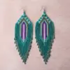 Wholesale Long Bohemian Tassel Geometric Gradient Rice Bead Earrings Women Handmade Glass Beads Dangle Earrings Floral Print Style