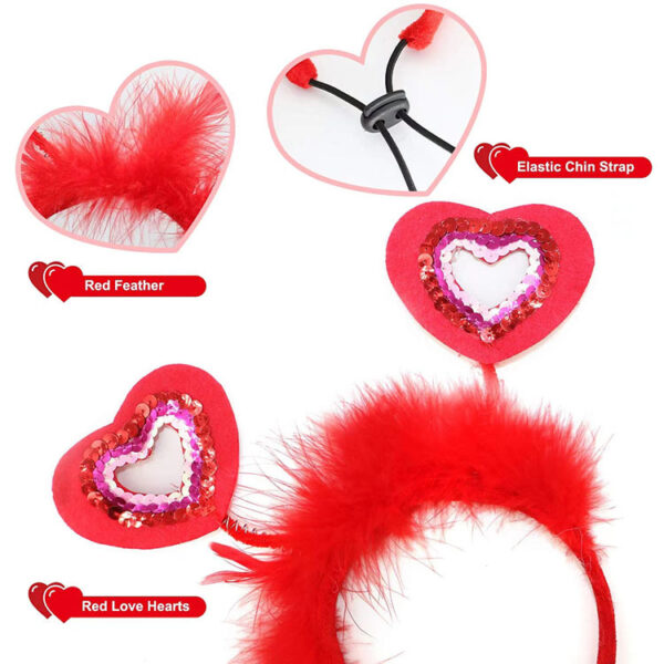 Wholesale Dog Valentine's Day Costume Heart-Shaped Dog Headband Dog Pouchy Dress Costume Red Holiday Valentine's Day Party Accessories