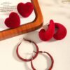 oly-4df34ee6002e6e2f61301d2b4576ab9f WholesaleRed Flocking Love Drop Earrings Simple Design Valentine's Day Gift Earrings for Women