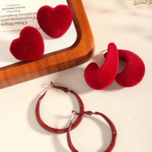 Wholesale 2025 Ancola Red Flocking Love Drop Earrings European and American Simple Design Valentine's Day Gift Earrings for Women