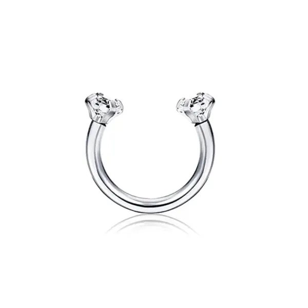 Wholesale Fashion Geometric Heart Shape Stainless Steel Inlaid Zircon Zircon Lip Stud 1 Piece