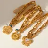 Wholesale Fashionable Butterfly Flower Pendant Bracelet 18K Gold Plated Stainless Steel Elegant Sexy Simple Style Lobster Clasp For Women