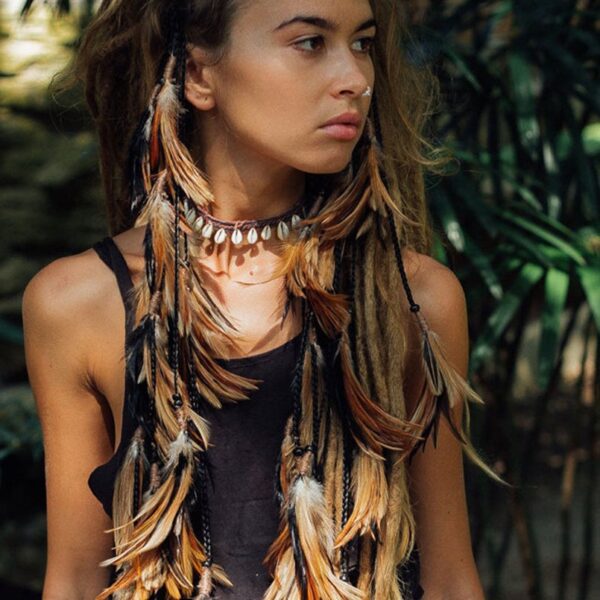 Wholesale Bohemian long feather headband feather hair accessories horse racing long shawl