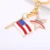 Wholesale American Flag Keychain Heart-Shaped Alloy Oil Drop Women's Bag Decoration