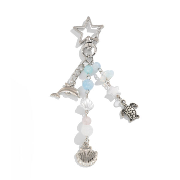 oly-4e1ddbe93e999c57701101456322a610 Wholesale Marine Vacation Dolphin Fan Shell Turtle Keychain Irregular Crystal Pendant Bag Hanging Ornaments