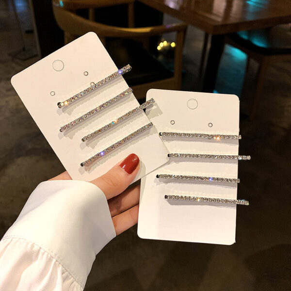 Wholesale Internet celebrity all-match diamond bangs clip elegant side clip hair accessories flash diamond clip hairpin headdress four-piece set for women