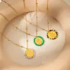Wholesale PVD Coated 14K Gold Real Gold Plated Round Oval 304 Stainless Steel Vacation Waterproof Non Tarnish 304 Stainless Steel Pendant Necklace