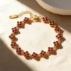Wholesale Luxurious Four Leaf Clover Bracelet In Golden Electroplated 304 Stainless Steel With Zircon Inlay For Unisex