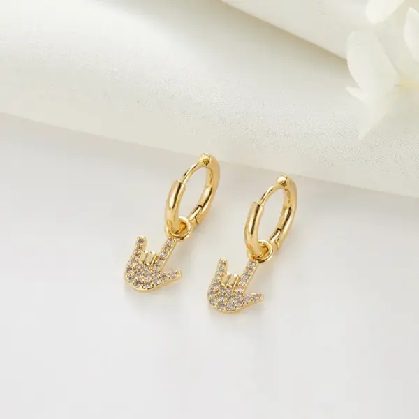 Wholesale Animal Clip Earrings For Women With Copper Posts, Electroplated 14K Real Gold Plated And Artificial Gemstone Inlay