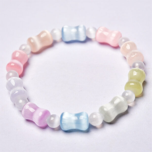 oly-4e466f59a662cddc192a3c21fb690bc3 Wholesale Fuhong Jewelry Color Transmitte Gypsum Rainbow Bamboo Bracelet Optimized Cat's Eye Jewelry Gift Factory Direct Supply