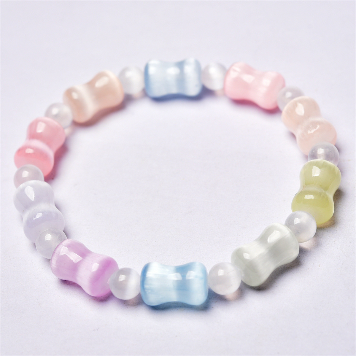 Wholesale Fuhong Jewelry Color Transmitte Gypsum Rainbow Bamboo Bracelet Optimized Cat's Eye Jewelry Gift Factory Direct Supply
