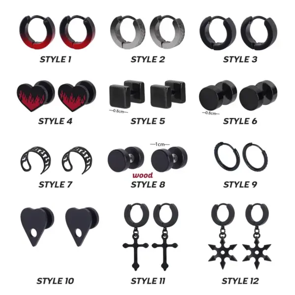 oly-4e52be008aad7734ae515f48640c9016 Wholesale Gothic Punk Style Stainless Steel Cross Snowflake Earrings Unique Personality Piercing Jewelry Unisex Dark Theme Ear Rings