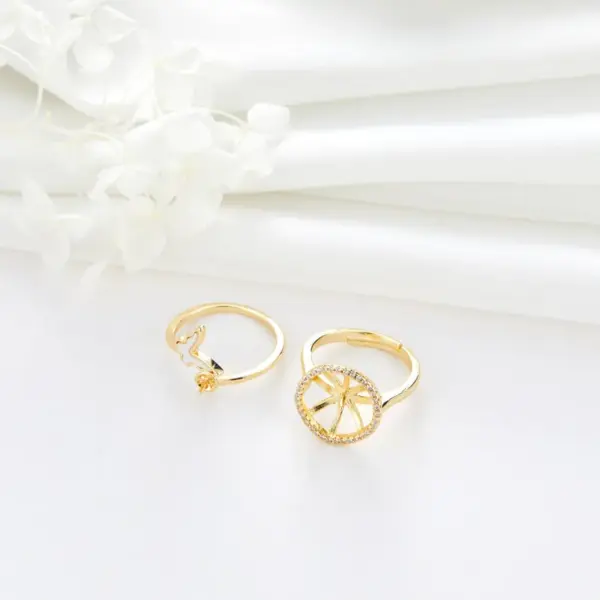 Wholesale Unisex Adjustable Butterfly Ring In Electroplated Copper With Shell Inlay
