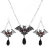 oly-4e579efab972ae265ceb65c8b83439ce Wholesale Halloween Bat Jewelry suit Gothic Vintage Exaggerated Black Bat Necklace Earrings suit Holiday Gift