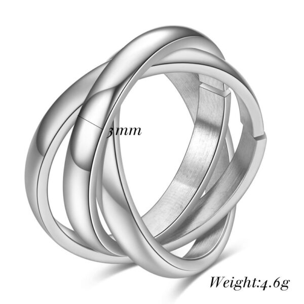 Wholesale selling ring stainless steel 3MM three ring three color ring lettering laser ring