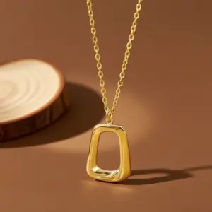 X0361-Geometric Trapezoid-Necklace- Gold