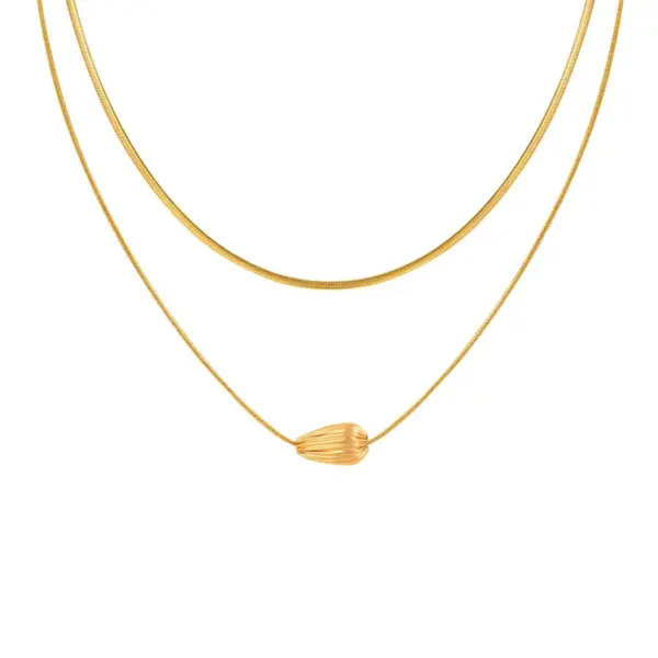 Wholesale Jewelry Retro Simple Style Water Droplets 201 Stainless Steel Snake Chain Double Layer Necklaces