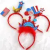 Wholesale American Patriotic Party Headband Decoration Red Silver Blue Striped Headband Flag Star Ball Headband For Parades