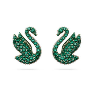 New green swan earrings