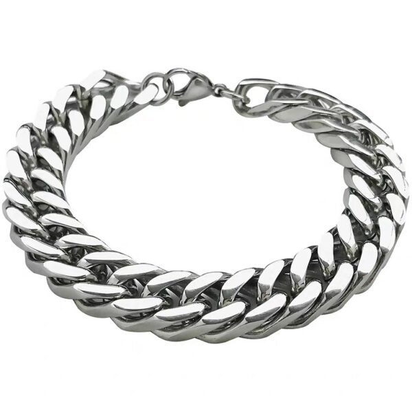 Wholesale Titanium Steel Four-sided Milled Double-woven Bracelet Hip-hop Trendy All-match Men's and Women's Simple Cuban Bracelet Jewelry Buckle Bracelet