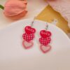 Wholesale Valentine's Day Heart Dwarf Earrings Flamingo Love Semicircle Plaid Acrylic Earrings for Women