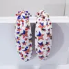 Wholesale Pearl Rhinestone Bow Hairband Striped Independence Day Stars American Hair Accessories Flag Hairband