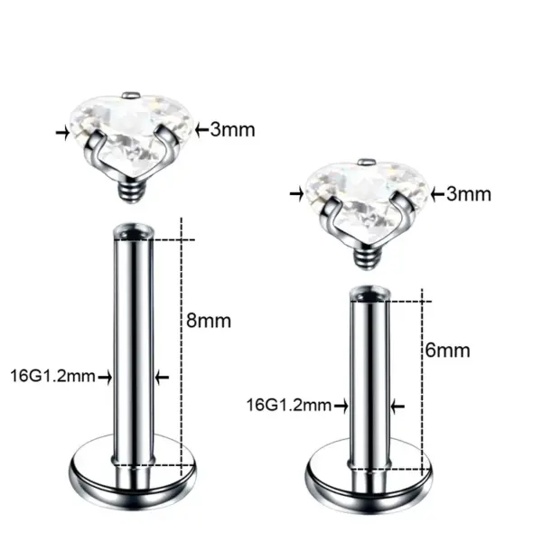 Wholesale Fashion Geometric Stainless Steel Inlaid Zircon Lip Stud 1 Piece