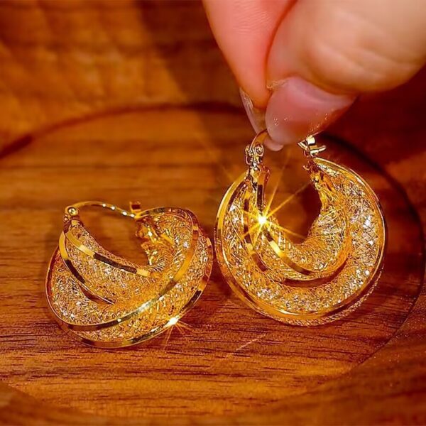 Wholesale Light Luxury Elegant Simple Fashion Personalized Golden Ring Zircon Ear Buckle High-end Sense Exquisite Celebrity Style Earrings Earrings