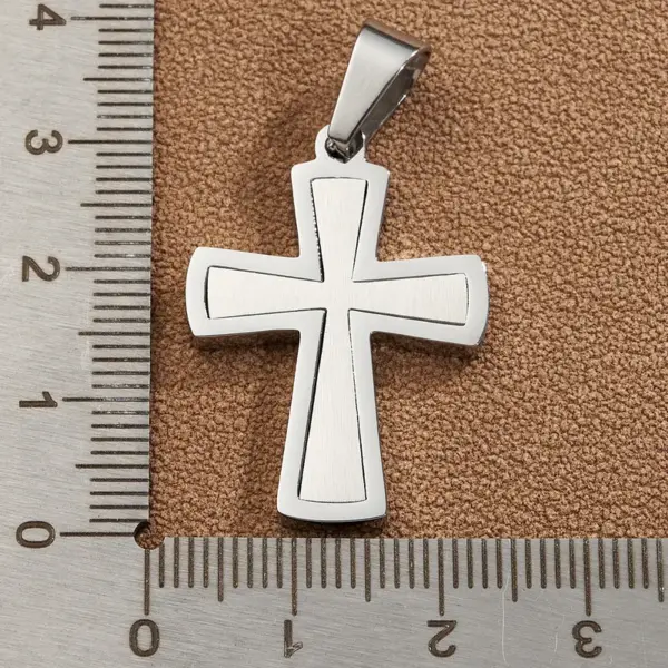 Wholesale DIY Jewelry High-Quality Polished 304 Stainless Steel Rhinestone Cross Handmade National Flag Square Pendant