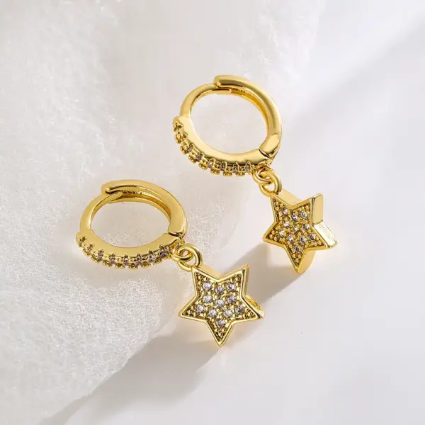 Wholesale Sweet Star Copper Drop Earrings