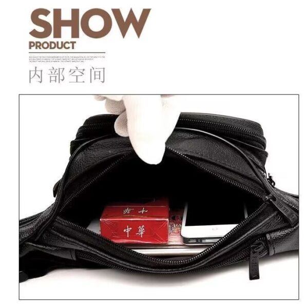 oly-4ed1ab30370084d10a6d0ed17d320c5a Wholesale Men's Waist Bag Genuine Leather Waist Bag Men's Multi-Functional Waterproof Waist Bag Mobile Phone Bag Business Cashier Waist Bag Wallet Coin Purse