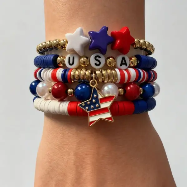 oly-4ed8d8054ade9424956ffca06228dae6 Wholesale Fashionable Soft Clay Bracelet Set With Letters Stars And Hearts Stackable Unisex Anniversary Celebration Bracelets
