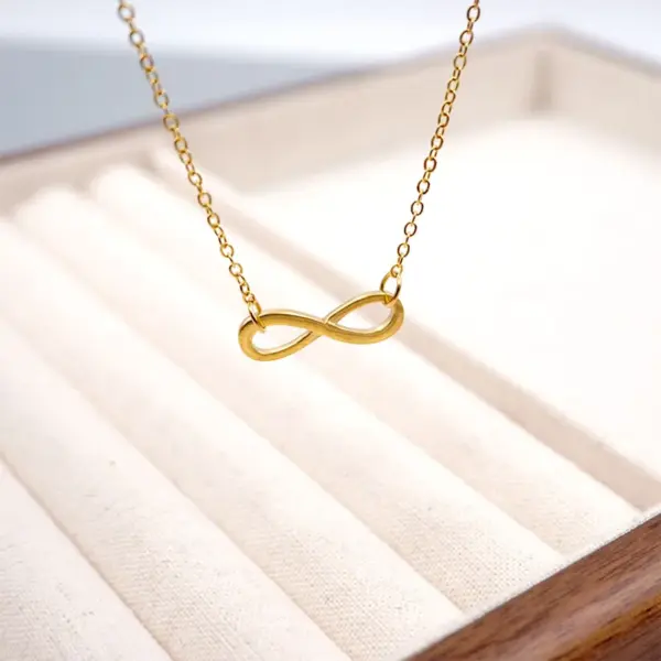 Wholesale Ferroalloy Infinity Vacuum Plating Real Gold Plated Vintage Style Handmade Simple Style Waterproof Non Tarnish Hollow Out Cable Chain Gold Necklace