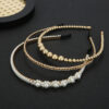oly-4ef4bd91484d49772eeaafe1fe0e599a Wholesale Fashion Pearl Chain Artistic Headband for Women, Hand-Wrapped Bead Hair Accessory, Narrow Metal Hair Accessory